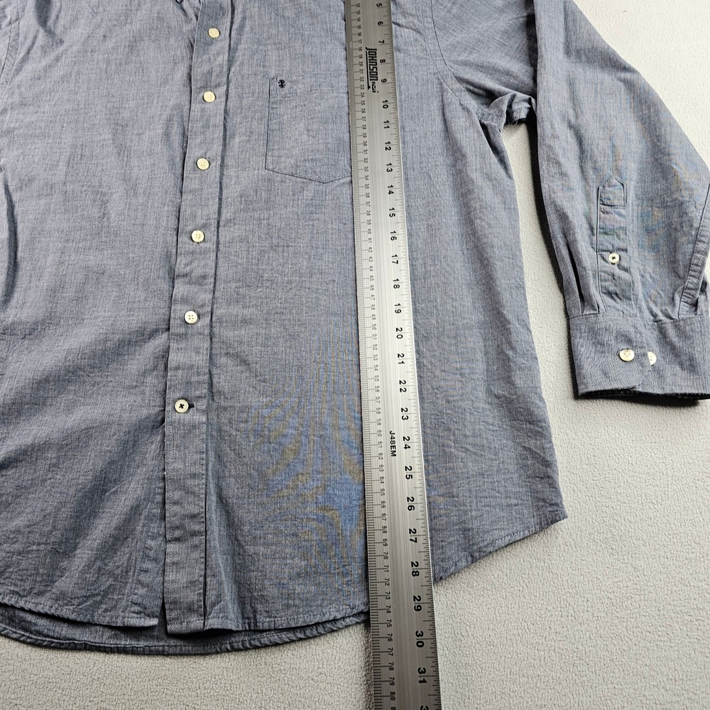 IZOD Chambray Button‎ Down Shirt Mens XL Blue Long Sleeve Classic Fit Casual - Picture 2 of 10